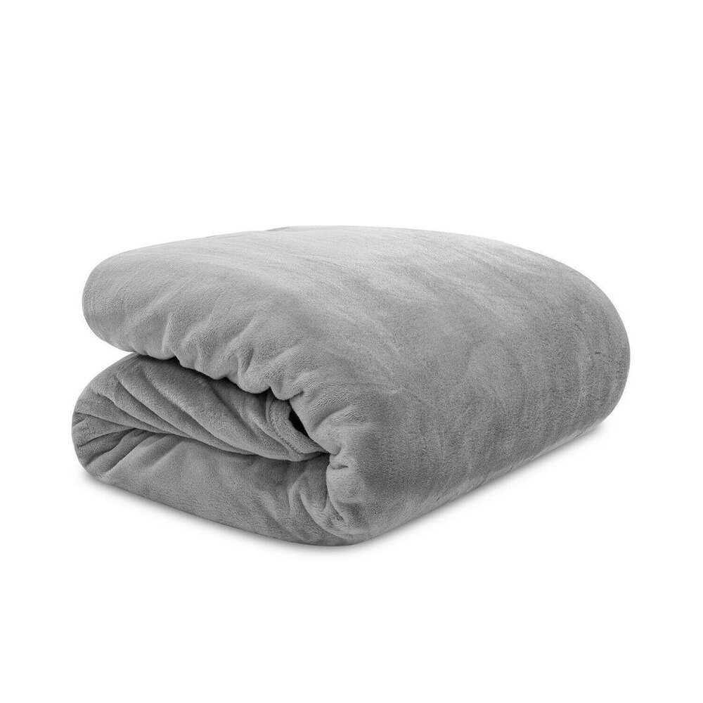 Ralph Lauren Micromink Plush 108" x 90" King Blanket Gray NEW